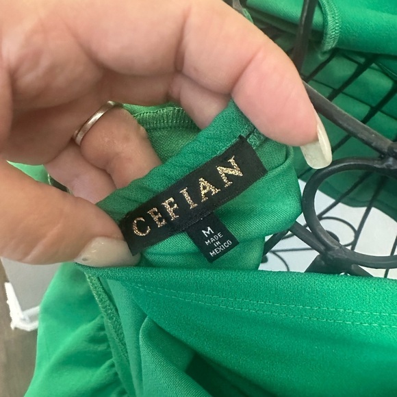 Green Ruched Off-Shoulder Sundress - Picture 6 of 6